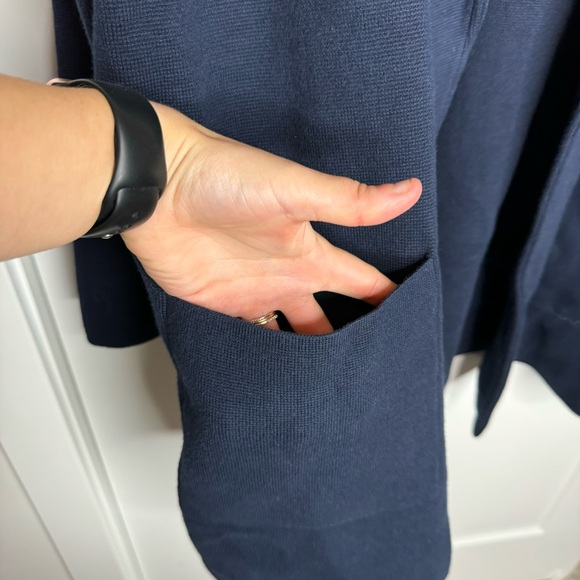 Quince 100% Organic Cotton Knit Blazer Jacket Navy Blue Size Large - Picture 4 of 7